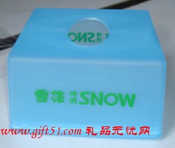 蓝色方形广告纸巾筒