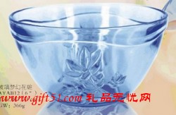 广州蓝色玻璃梦幻花碗定做