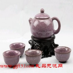 紫红冰纹瓷茶具套装定做