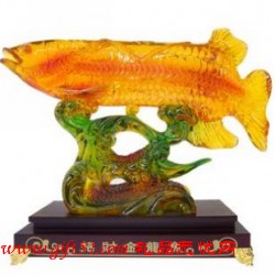 琉璃工艺品旺财摆件 招财金龙鱼