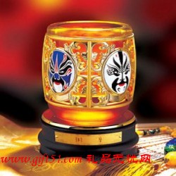 国粹旋转笔筒,京剧脸谱琉璃笔筒定制