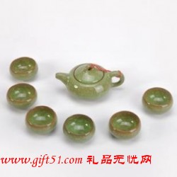 冰纹功夫茶具,冰裂釉茶具绿色定制