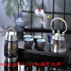 五彩云龙茶具七件套定制