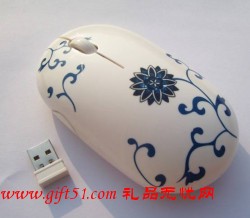 青花向阳花无线鼠标定制批发