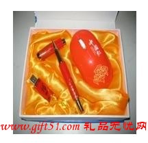 中国红瓷笔U盘无线鼠标商务套装 特色纪念礼品