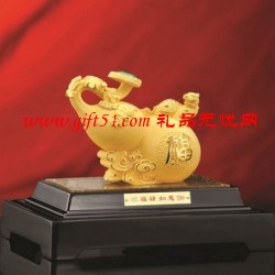 绒沙金福禄如意摆件定制