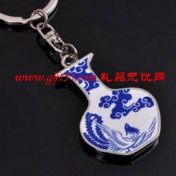 凤凰祥云青花款钥匙扣定制