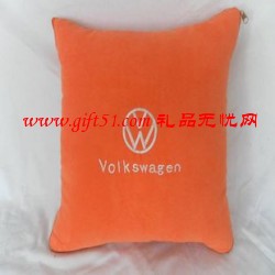 超柔橙色抱枕被定做 抱枕被 靠枕定制