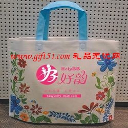 白色花纹购物袋,印花无纺布袋定做