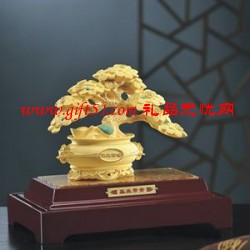 绒沙金金钱树摆件定制