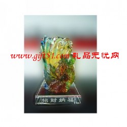 招财纳福琉璃笔筒