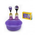 玩乐餐碗餐具3件套（紫碗+紫色公主）EAT- W01S1